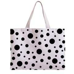 Black On White Polka Dot Pattern Zipper Mini Tote Bag by LoolyElzayat