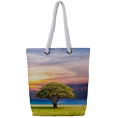 Tree Sea Grass Nature Ocean Full Print Rope Handle Tote (small) by Celenk