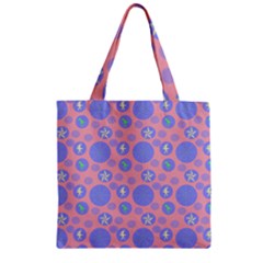 Pink Retro Dots Zipper Grocery Tote Bag by snowwhitegirl