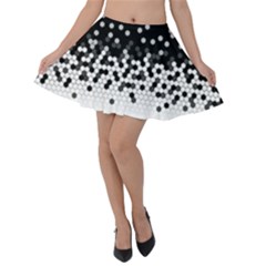 Flat Tech Camouflage Black And White Velvet Skater Skirt by jumpercat