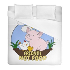 Friends Not Food - Cute Pig And Chicken Duvet Cover (full/ Double Size) by Valentinaart