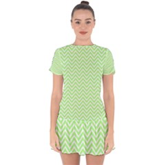 Green Chevron Drop Hem Mini Chiffon Dress by snowwhitegirl