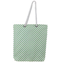 Green Heart-shaped Clover On White St  Patrick s Day Full Print Rope Handle Tote (large) by PodArtist