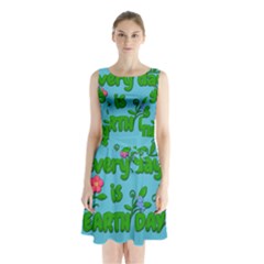 Earth Day Sleeveless Waist Tie Chiffon Dress by Valentinaart