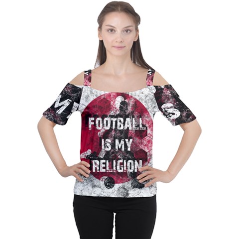 Football Is My Religion Cutout Shoulder Tee by Valentinaart