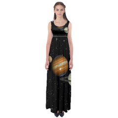 Outer Space Planets Solar System Empire Waist Maxi Dress by Sapixe