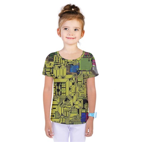 Technology Circuit Board Kids  One Piece Tee by Sapixe