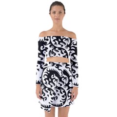 Ying Yang Tattoo Off Shoulder Top With Skirt Set by Sapixe