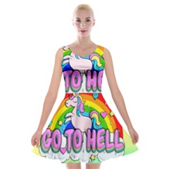 Go To Hell - Unicorn Velvet Skater Dress by Valentinaart