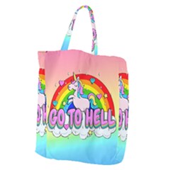 Go To Hell - Unicorn Giant Grocery Zipper Tote by Valentinaart