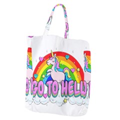 Go To Hell - Unicorn Giant Grocery Zipper Tote by Valentinaart