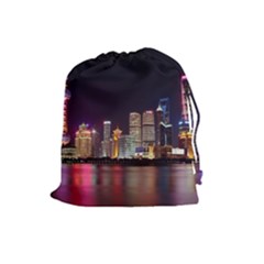 Building Skyline City Cityscape Drawstring Pouches (large)  by Simbadda