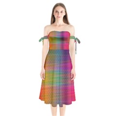 Colorful Sheet Shoulder Tie Bardot Midi Dress by LoolyElzayat