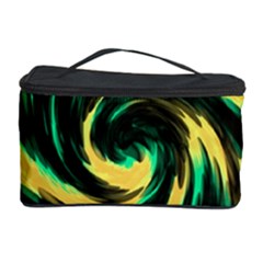 Swirl Black Yellow Green Cosmetic Storage Case by BrightVibesDesign