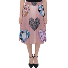 Gem Hearts And Rose Gold Folding Skater Skirt by NouveauDesign