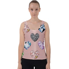 Gem Hearts And Rose Gold Velvet Tank Top by NouveauDesign