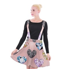 Gem Hearts And Rose Gold Suspender Skater Skirt by NouveauDesign