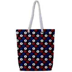 Eye Dots Red Blue Full Print Rope Handle Tote (small) by snowwhitegirl