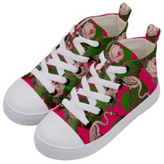 Flamingo Floral Pink Kid s Mid-top Canvas Sneakers by snowwhitegirl
