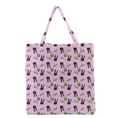 School Girl Pattern Pink Grocery Tote Bag by snowwhitegirl