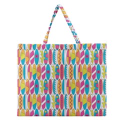 Rainbow Colored Waikiki Surfboards  Zipper Large Tote Bag by PodArtist