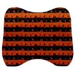 Orange And Black Spooky Halloween Nightmare Stripes Velour Head Support Cushion by PodArtist
