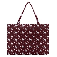 Deer Dots Red Zipper Medium Tote Bag by snowwhitegirl