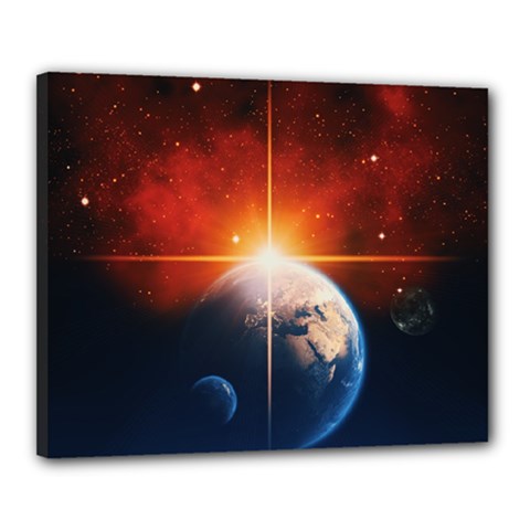 Earth Globe Planet Space Universe Canvas 20  X 16  (stretched) by Celenk
