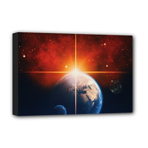 Earth Globe Planet Space Universe Deluxe Canvas 18  X 12  (stretched) by Celenk