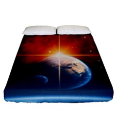 Earth Globe Planet Space Universe Fitted Sheet (queen Size) by Celenk