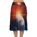 Earth Globe Planet Space Universe Velvet Flared Midi Skirt View2