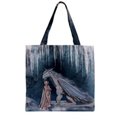 Wonderful Fairy With Ice Dragon Zipper Grocery Tote Bag by FantasyWorld7