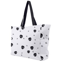 Pattern Skull Stars Handrawn Naive Halloween Gothic Black And White Simple Shoulder Bag by genx