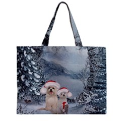 Christmas, Cute Dogs And Squirrel With Christmas Hat Zipper Mini Tote Bag by FantasyWorld7