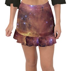 Cosmic Astronomy Sky With Stars Orange Brown And Yellow Fishtail Mini Chiffon Skirt by genx