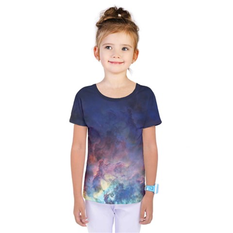 Lagoon Nebula Interstellar Cloud Pastel Pink, Turquoise And Yellow Stars Kids  One Piece Tee by genx