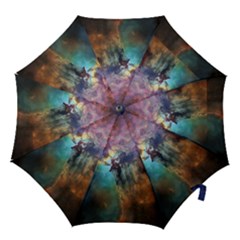 Lagoon Nebula Interstellar Cloud Pastel Pink, Turquoise And Yellow Stars Hook Handle Umbrellas (small) by genx