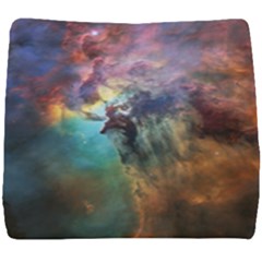 Lagoon Nebula Interstellar Cloud Pastel Pink, Turquoise And Yellow Stars Seat Cushion by genx