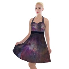 Orion Nebula Star Formation Orange Pink Brown Pastel Constellation Astronomy Halter Party Swing Dress  by genx