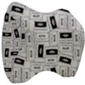 Tape Cassette 80s Retro GenX Pattern black and White Velour Head Support Cushion View3