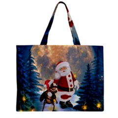Merry Christmas, Santa Claus With Funny Cockroach In The Night Zipper Mini Tote Bag by FantasyWorld7