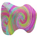 Groovy Abstract Pink And Blue Liquid Swirl Painting Head Support Cushion View3