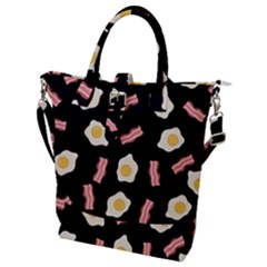 Bacon And Egg Pop Art Pattern Buckle Top Tote Bag by Valentinaart