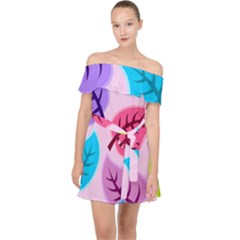 Leaves Background Beautiful Off Shoulder Chiffon Dress by Mariart
