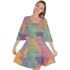 Triangle Pattern Mosaic Shape Velour Kimono Dress by Pakrebo