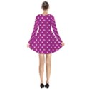 Fuschia Polka Dot Long Sleeve Velvet V-neck Dress View2