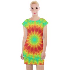 Kaleidoscope Background Red Yellow Cap Sleeve Bodycon Dress by Mariart