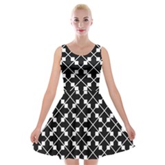 Black And White Fantasy Velvet Skater Dress by retrotoomoderndesigns