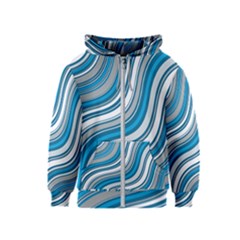 Blue Wave Surges On Kids  Zipper Hoodie by WensdaiAmbrose