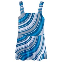 Blue Wave Surges On Kids  Layered Skirt Swimsuit by WensdaiAmbrose
